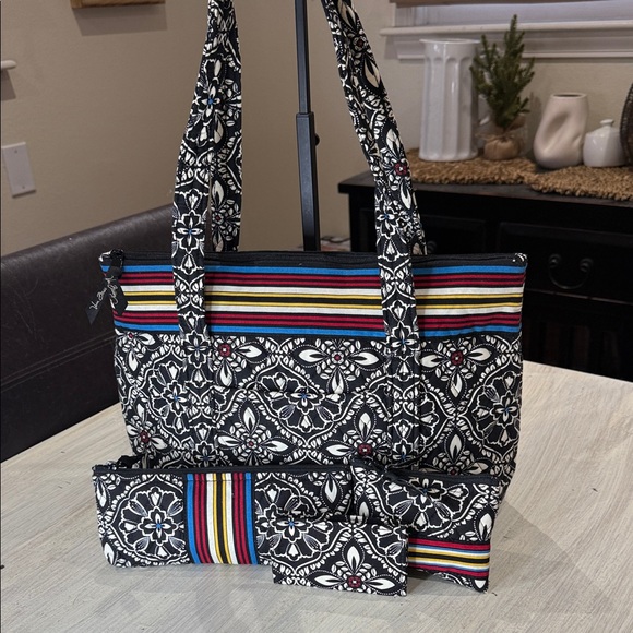 Vera Bradley Handbags - Stylish Black and White Patterned Women's Bag Set